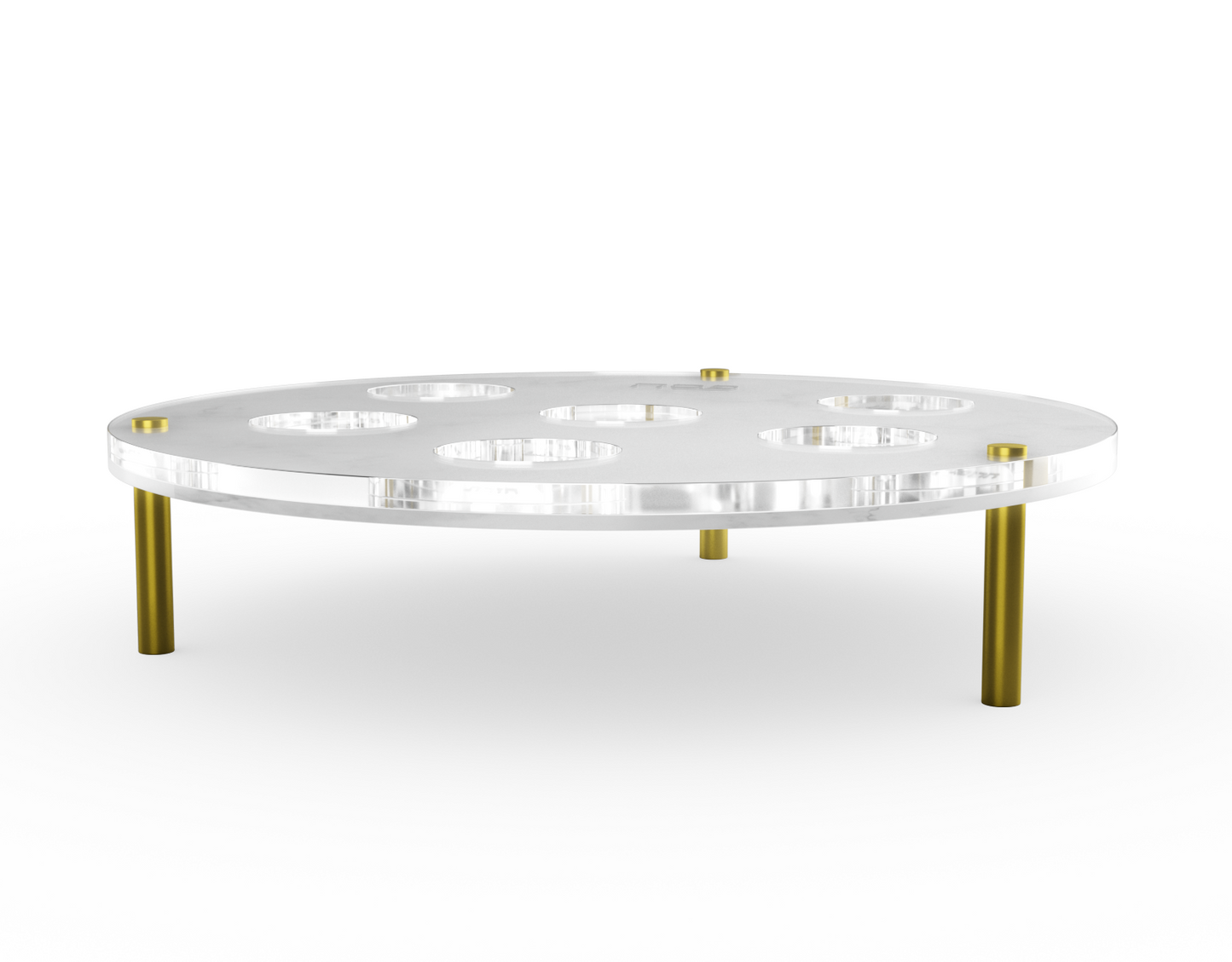White Marble Lucite Seder Plate Adjustable Height - Gold