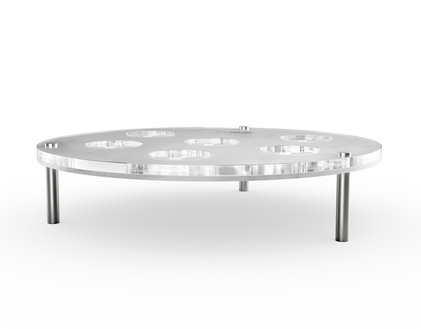White Marble Lucite Seder Plate Adjustable Height - Silver