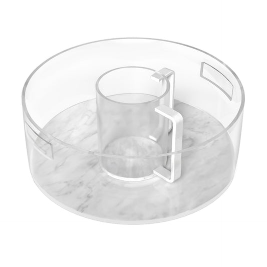 White Marble Lucite Wash Cup and Bowl Set
