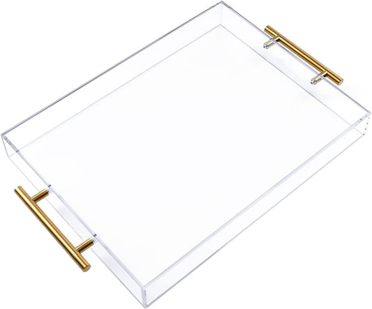 Acrylic Tray with Gold Handles